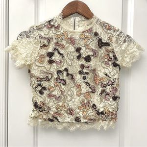 ZARA Appliqué Lace Top. Size S